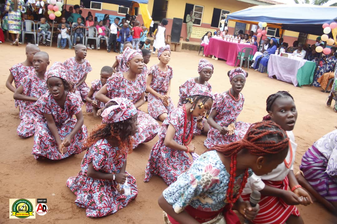 Students performing a traditional dance
